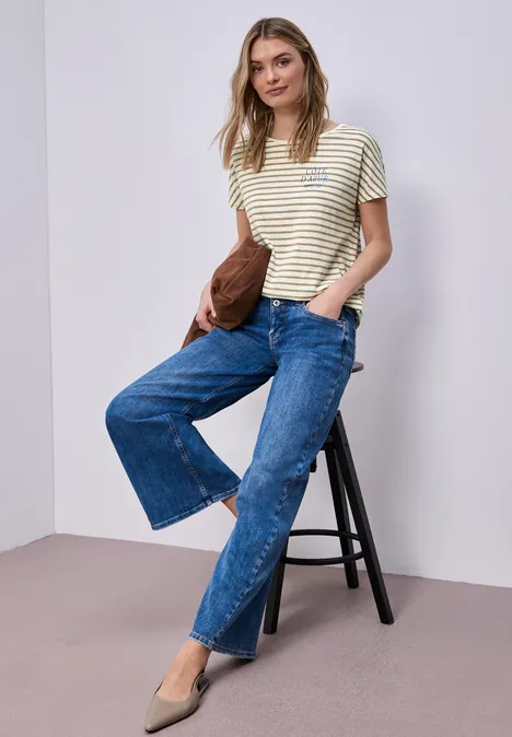 Dropped Shoulder Shirt mit Streifen safari beige