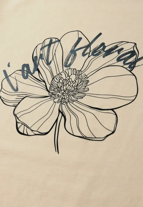 Kurzarm Shirt mit floralem Artwork smoke beige