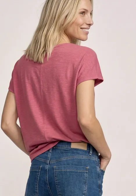 Basic T-Shirt aus reiner Baumwolle dark clouded blush