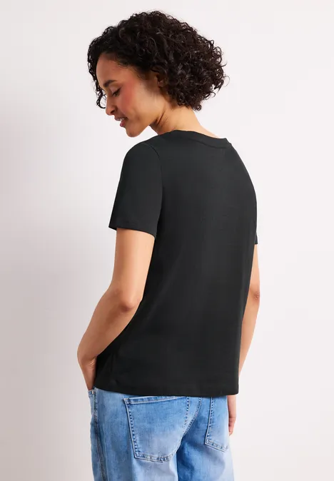 Basic T-Shirt aus reiner Baumwolle deep bound green