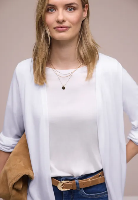 Langarm Jacke in offener Passform White