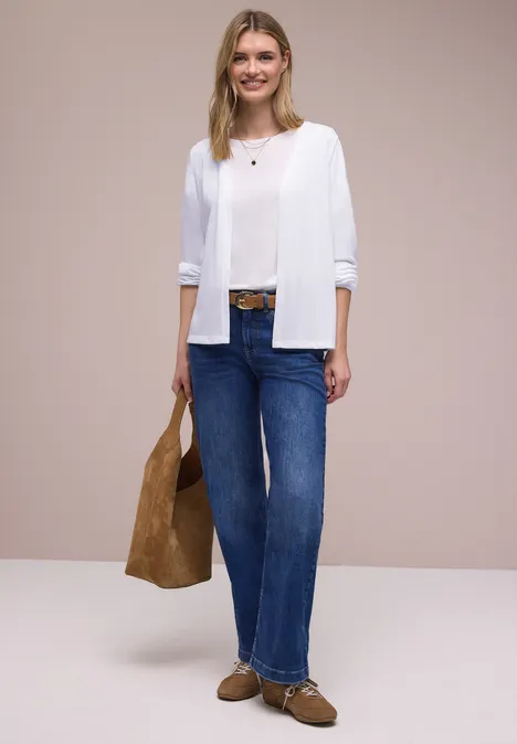 Langarm Jacke in offener Passform White