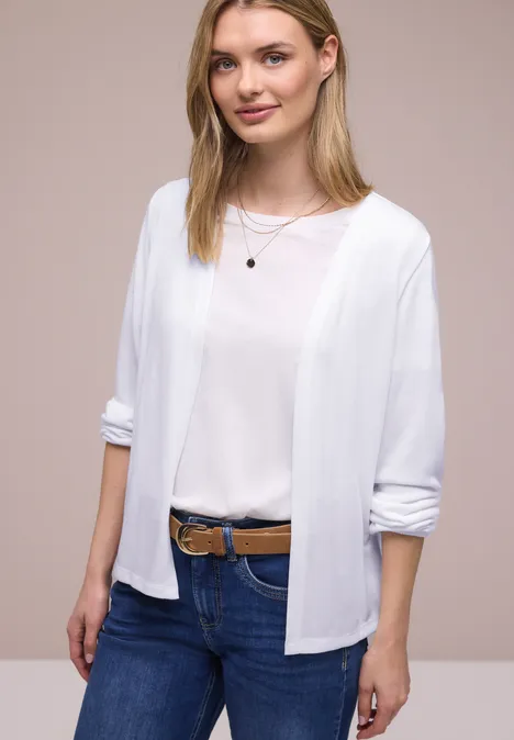 Langarm Jacke in offener Passform White