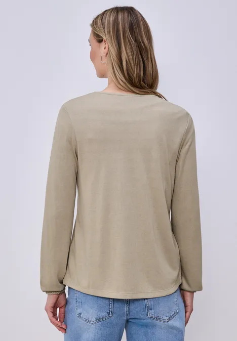 Jas met lange mouwen en een open pasvorm timeless beige