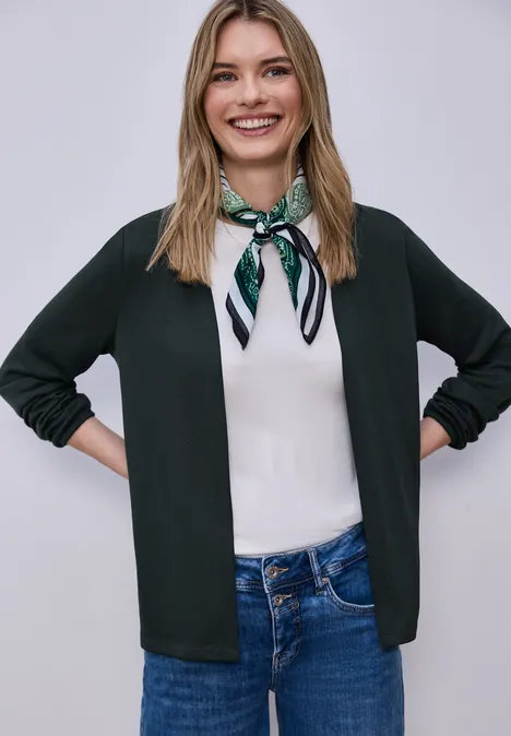 Langarm Jacke in offener Passform deep bound green