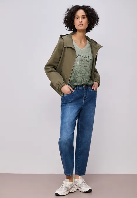 Dropped Shoulder Shirt im Ausbrenner-Look pine grove green