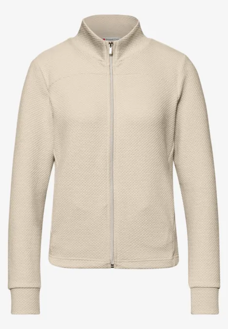 Jas met lange mouwen en schildpadhals cotton beige