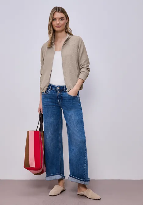 Jas met lange mouwen en schildpadhals timeless beige