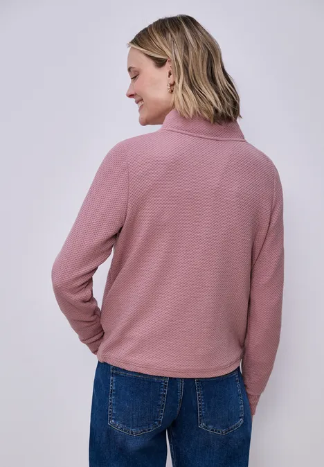 Jas met lange mouwen en schildpadhals clouded blush