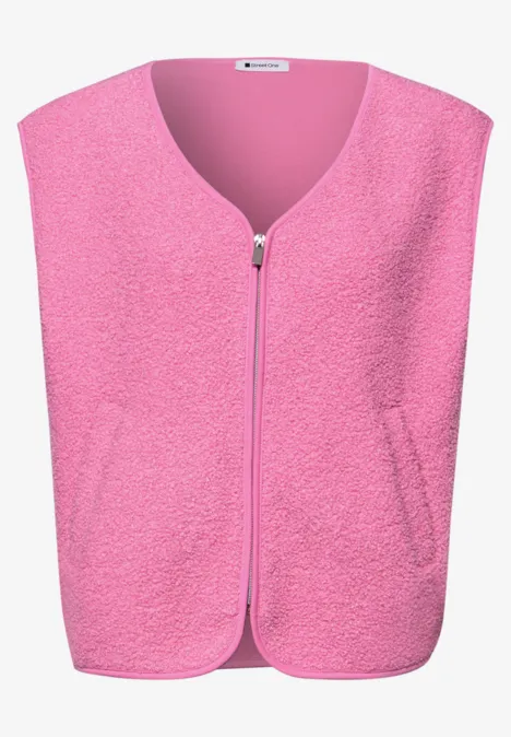 Weste mit V-Neck aus Teddy-Material ibis rose