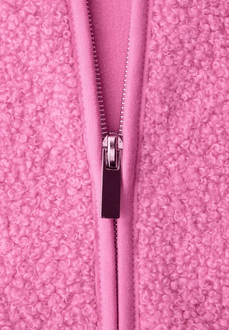 Weste mit V-Neck aus Teddy-Material ibis rose