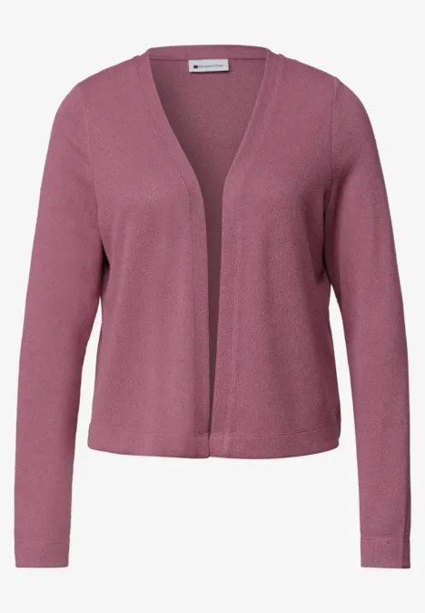 Veste à manches longues en look tricot dark clouded blush Cardigan court en maille rose-lilas, coupe ouverte, manches longues