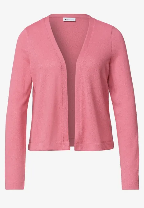 Veste à manches longues en look tricot blush berry Cardigan rose pour femme, coupe ouverte, manches longues et style épuré.