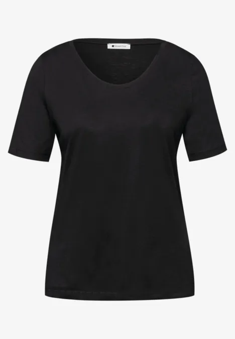 Basic T-Shirt mit V-Neck Black