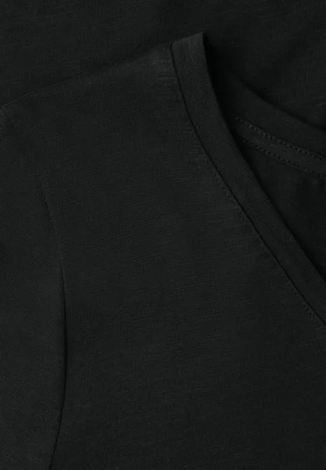 Basic T-Shirt mit V-Neck Black