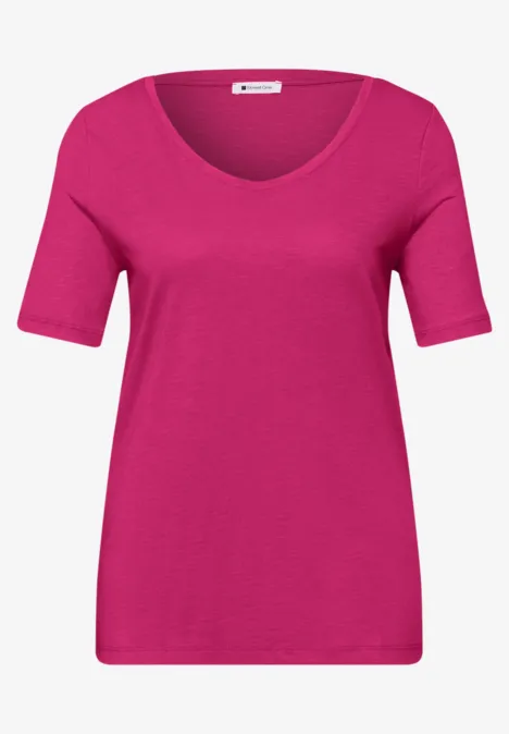Basic T-Shirt mit V-Neck magenta dream Basic T-Shirt mit V-Neck magenta dream