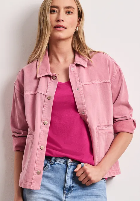 Basic T-Shirt mit V-Neck magenta dream Basic T-Shirt mit V-Neck magenta dream