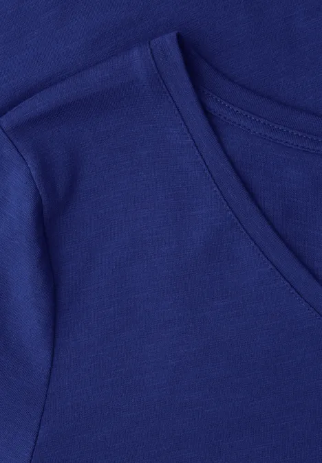 Basic T-Shirt mit V-Neck amparo blue
