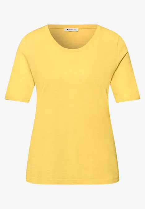 Basic T-Shirt mit V-Neck bloom yellow