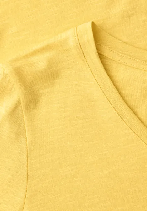 Basic T-Shirt mit V-Neck bloom yellow