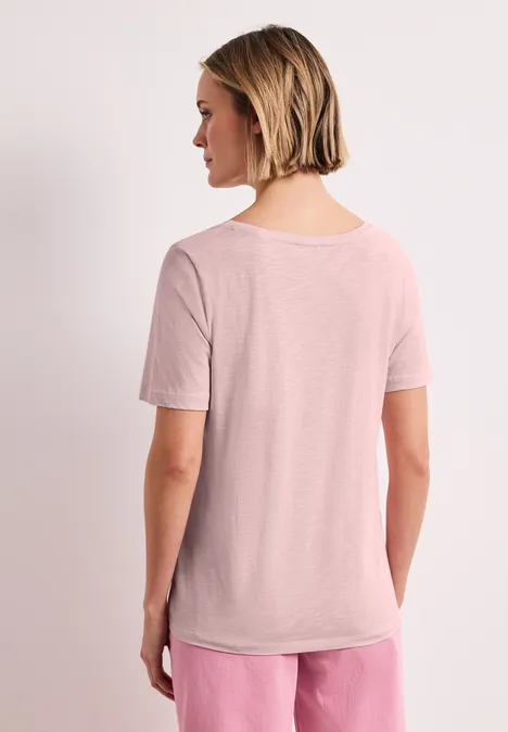 Basic T-Shirt mit V-Neck minimal rose