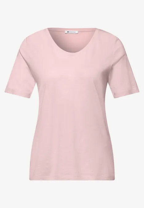 Basic T-Shirt mit V-Neck minimal rose