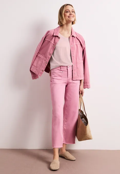 Basic T-Shirt mit V-Neck minimal rose