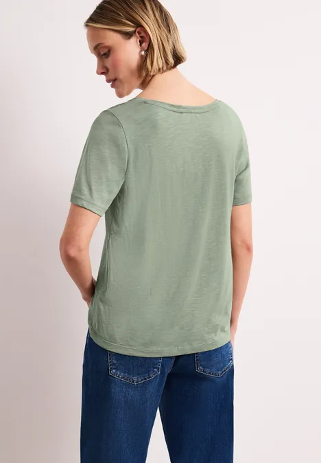 Basic T-Shirt mit V-Neck mint leaf