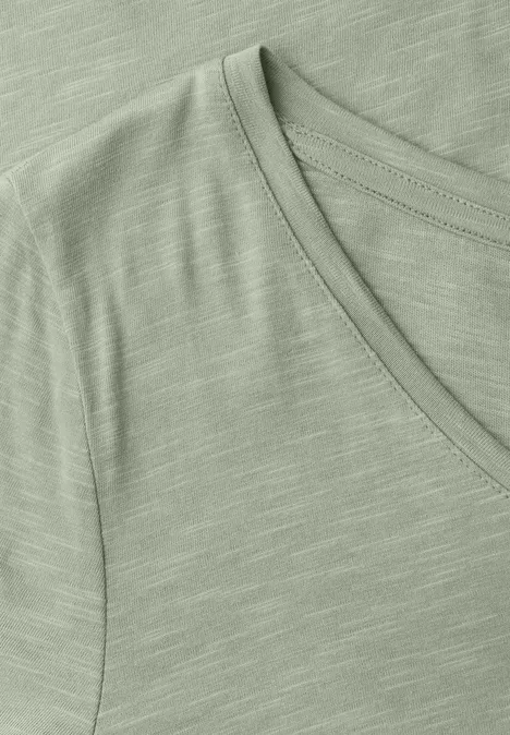 Basic T-Shirt mit V-Neck mint leaf