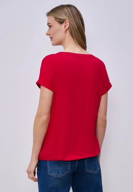T-shirt avec split neck et imprimé sur le devant salsa red T-shirt avec split neck et imprimé sur le devant salsa red
