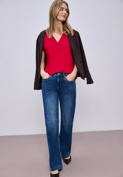 T-shirt avec split neck et imprimé sur le devant salsa red T-shirt avec split neck et imprimé sur le devant salsa red