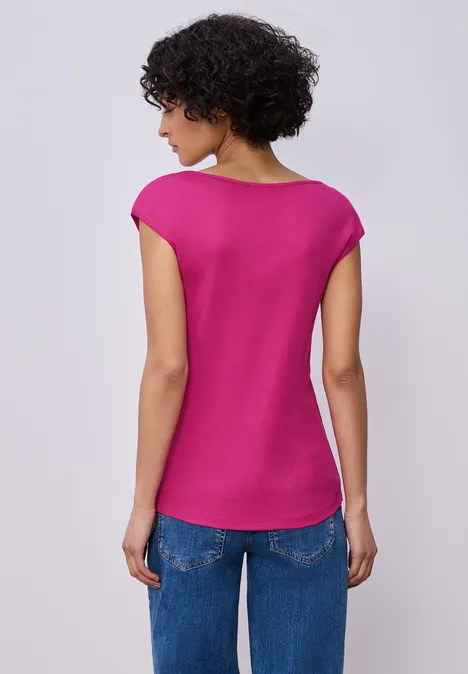 Basic Shirt mit U-Boot-Ausschnitt magenta dream