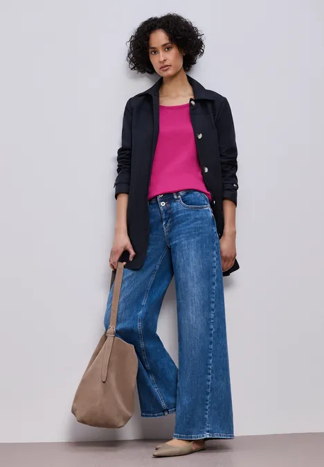 Basic Shirt mit U-Boot-Ausschnitt magenta dream