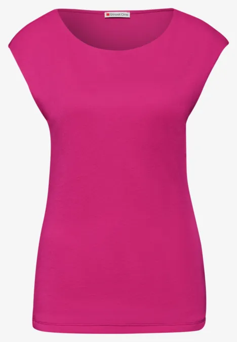 Basic Shirt mit U-Boot-Ausschnitt magenta dream