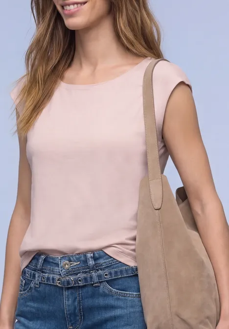 Basic Shirt mit U-Boot-Ausschnitt minimal rose