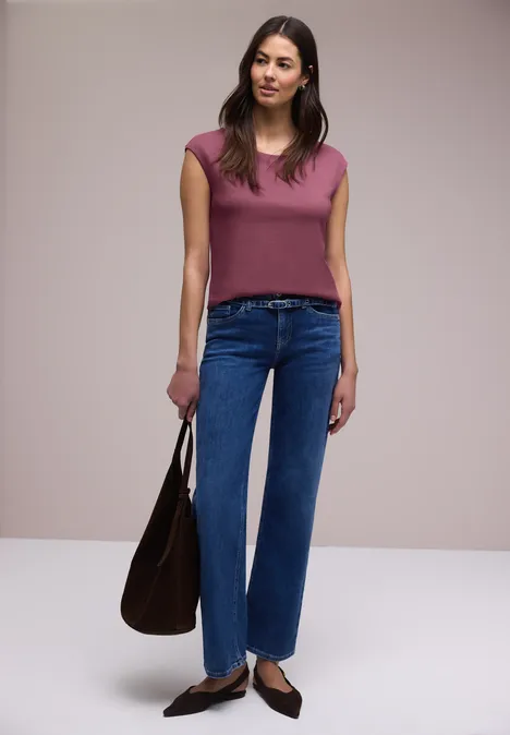 Basic Shirt mit U-Boot-Ausschnitt dark clouded blush