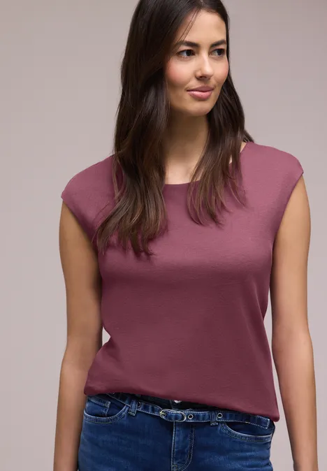Basic Shirt mit U-Boot-Ausschnitt dark clouded blush