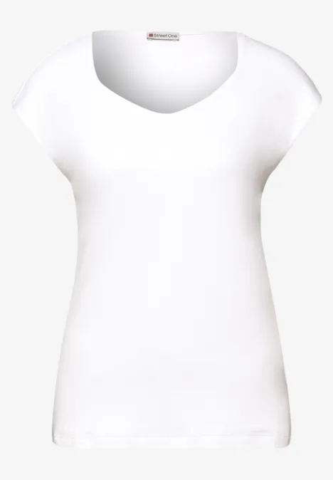 Ärmelloses Shirt mit Diamantausschnitt White