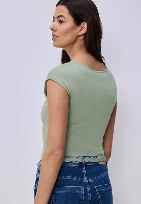 Ärmelloses Shirt mit Diamantausschnitt dark serene green Ärmelloses Shirt mit Diamantausschnitt dark serene green