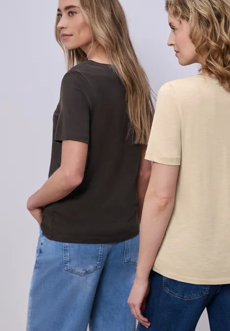 Basic T-Shirt mit Kurzarm im 2er-Pack cotton beige/espresso brown Basic T-Shirt mit Kurzarm im 2er-Pack cotton beige/espresso brown