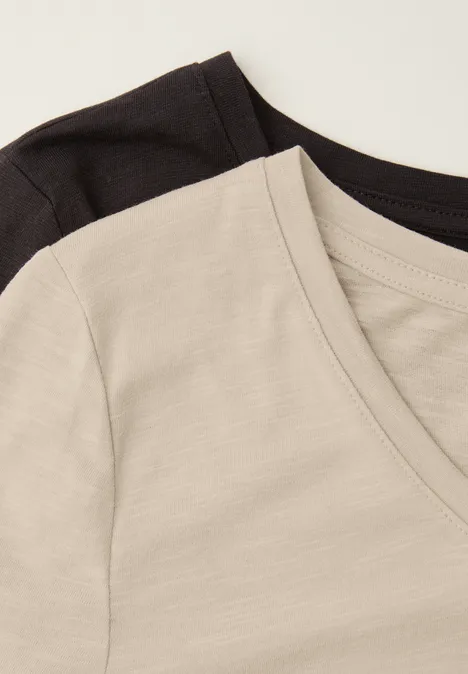 Basic T-Shirt mit Kurzarm im 2er-Pack cotton beige/espresso brown Basic T-Shirt mit Kurzarm im 2er-Pack cotton beige/espresso brown