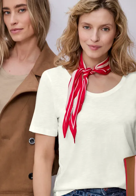 Basic T-Shirt mit Kurzarm im 2er-Pack off white/cotton beige