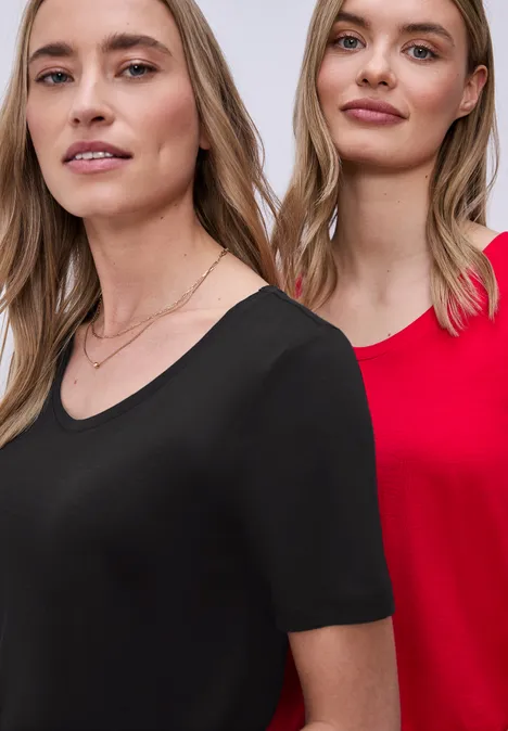T-shirts basiques en pack de 2 black/salsa red