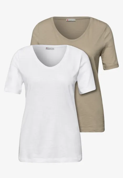 T-shirts basiques en pack de 2 white/timeless beige T-shirts basiques en pack de 2 white/timeless beige