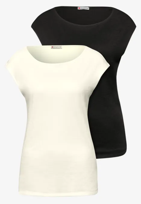 Basic Shirt mit Boatneck im 2er-Pack off white/black Basic Shirt mit Boatneck im 2er-Pack off white/black