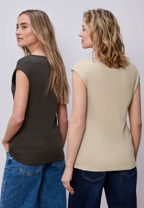 T-shirts basiques en pack de 2 cotton beige/espresso brown