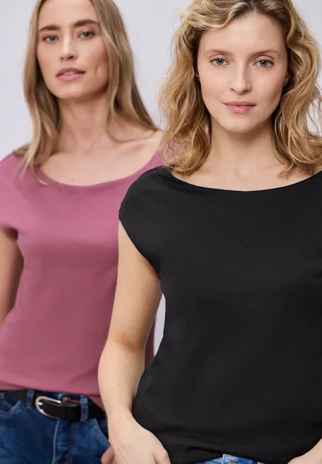 Basic Shirt mit Boatneck im 2er-Pack black/dark clouded blush Basic Shirt mit Boatneck im 2er-Pack black/dark clouded blush