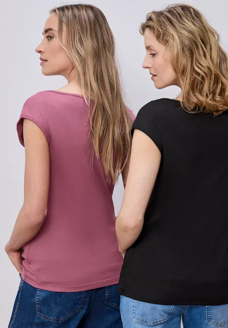 Basic Shirt mit Boatneck im 2er-Pack black/dark clouded blush Basic Shirt mit Boatneck im 2er-Pack black/dark clouded blush