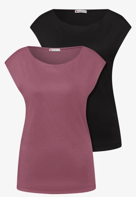 Basic Shirt mit Boatneck im 2er-Pack black/dark clouded blush Basic Shirt mit Boatneck im 2er-Pack black/dark clouded blush