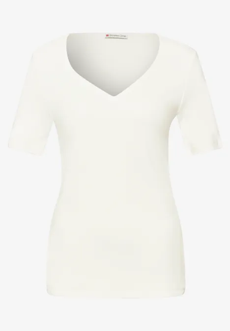 Shirt met hartvormige halslijn in een pak van 2 off white/black